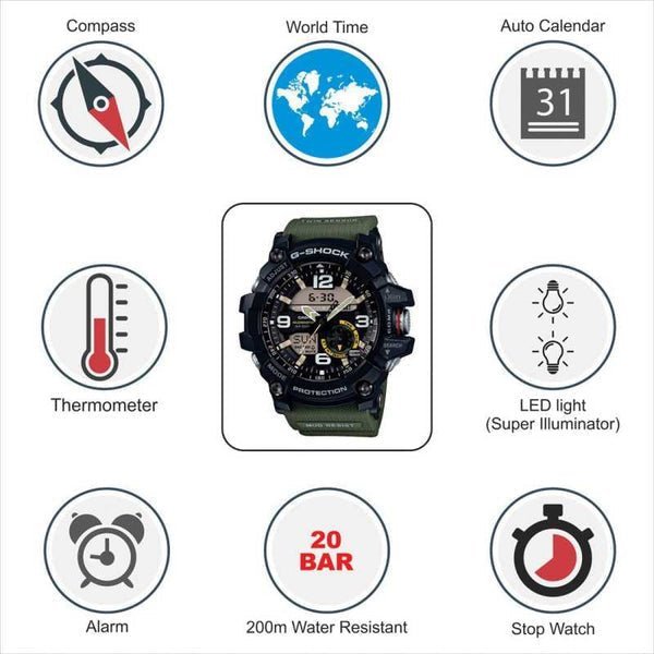 Bluetooth Sports Solar Powered Sapphire Crystal Mens .Black Analog MTG-B1000B-1A - Image 5